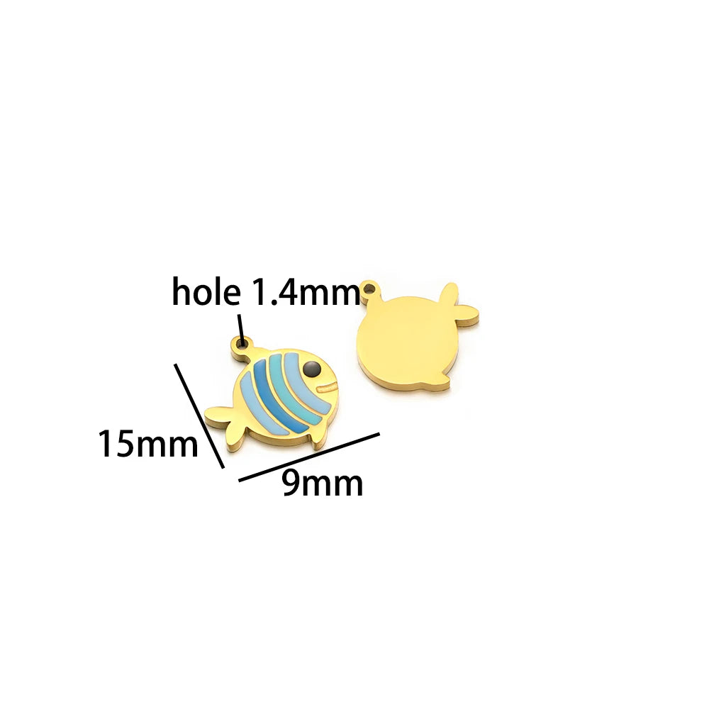 Fashion 18k Gold Plated Stainless Steel Enamel Fish Lobster Charm Pendant for DIY Jewelry Making Jewelry Findings
