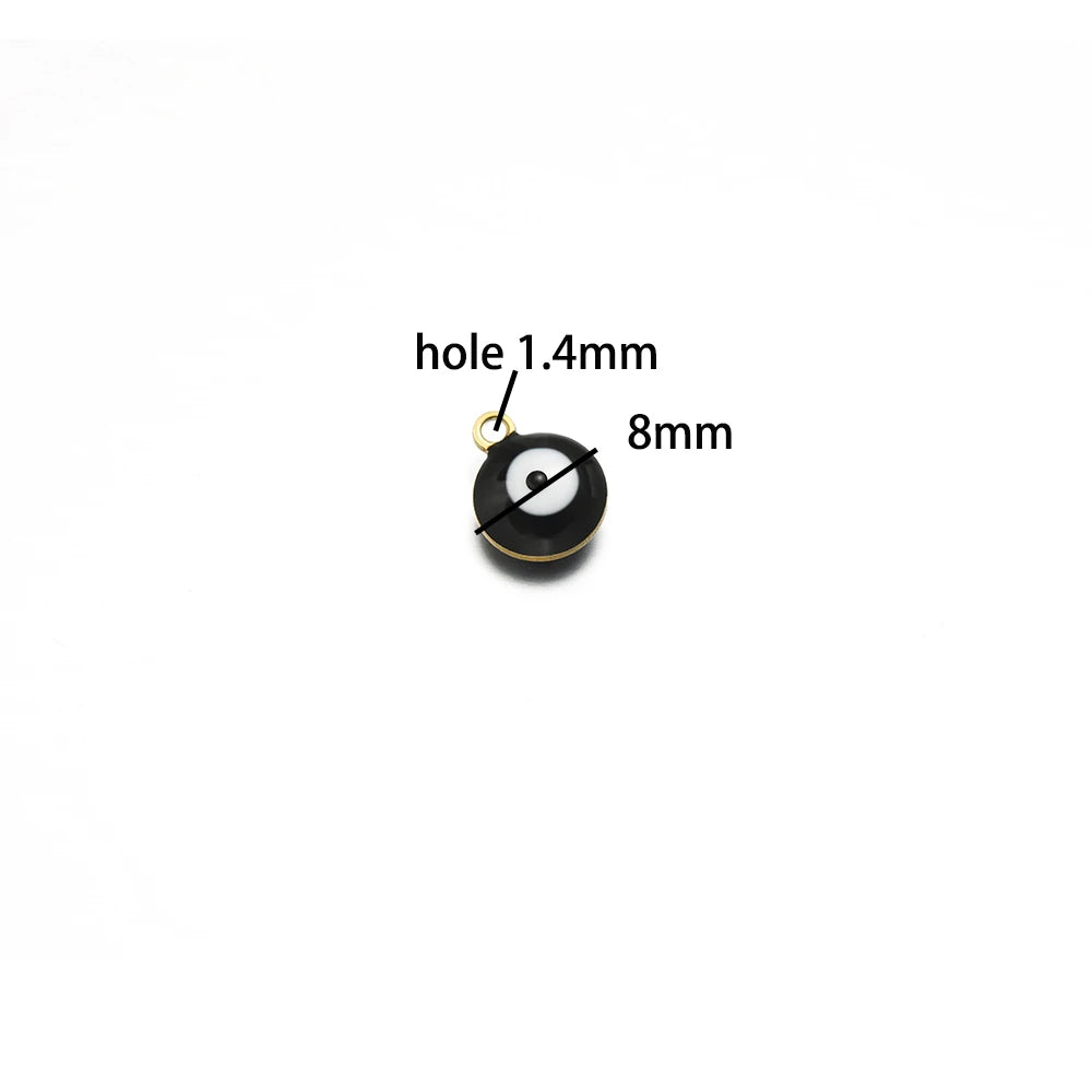 20pcs/bag Hot Sale Stainless Steel 18K Gold Plated Enamel Round Eyes Charm Pendant for DIY Jewelry Necklace Making