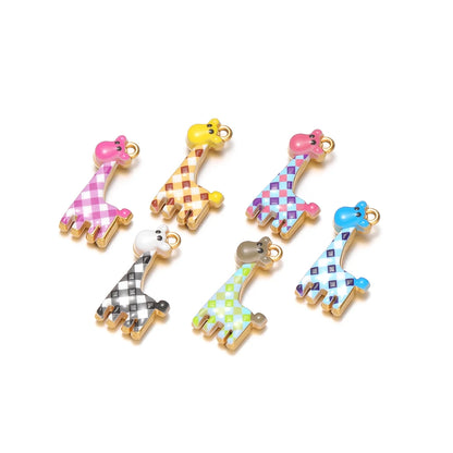 High Quality 18K Gold Plated Stainless Steel Enamel Giraffe Shape Pendant for Necklace and Earrings Jewelry Making