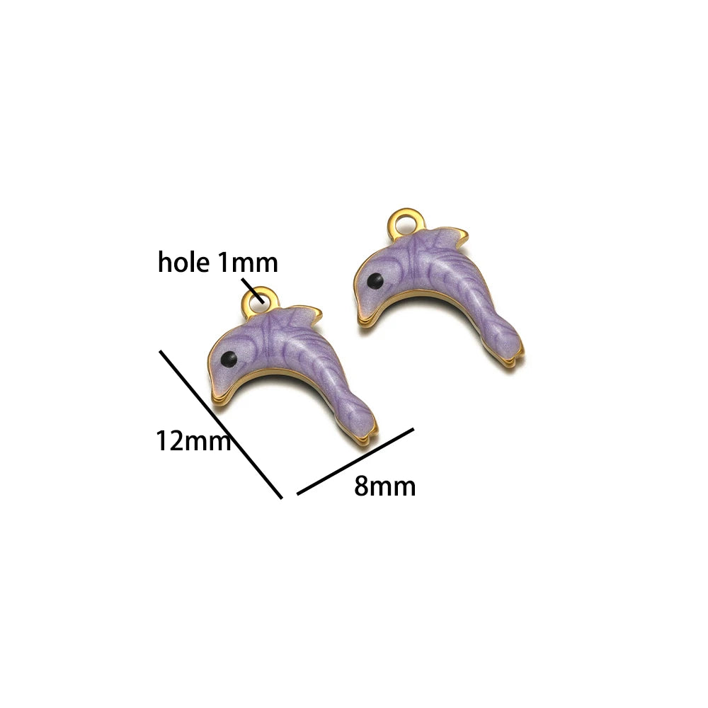 New Arrival 18k Gold Plated Stainless Steel Cartoon Dolphin Shaped Charm Pendant for Necklace Jewelry Making