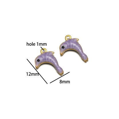 New Arrival 18k Gold Plated Stainless Steel Cartoon Dolphin Shaped Charm Pendant for Necklace Jewelry Making