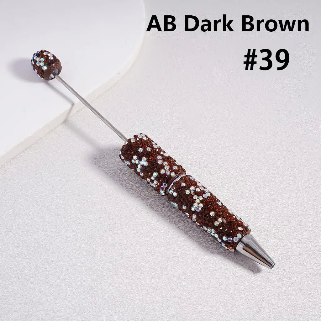 Full Rhinestone Beadable Clay Ballpoint Pens - DIY Beaded Plastic Pen for School Office Gift
