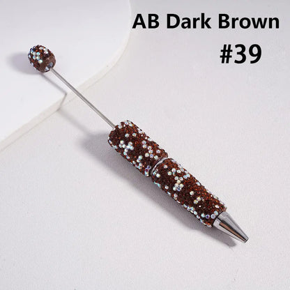 Full Rhinestone Beadable Clay Ballpoint Pens - DIY Beaded Plastic Pen for School Office Gift