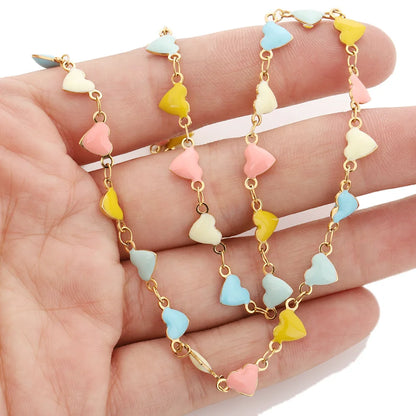E364 Fashion Enamel Heart Star Handmade Chains for Necklace Bracelets Making Accessories Jewelry Components Supplies
