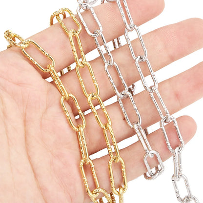 A705 High Quality 7mm Paper Clip Chain Silver Gold Plated Stainless Steel Chain for Jewelry Necklace Bracelet DIY Handmade