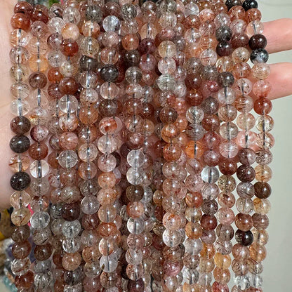 Natural Super Seven 7 Rutile Beads Black Copper Rutilated Quartz Beads for DIY Bracelets Necklace Jewelry Making 6mm 8mm