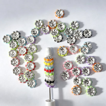 Bulk Silver Plated Wavy Shape Macaron Color Flower Spacer Beads 10MM for DIY Jewelry Making