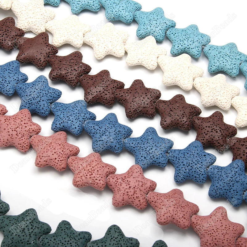 Wholesale Good Quality Many Colors Pink Blue Green Star Shape Volcanic Rock Lava Stone Beads for Jewelry Making 23mm