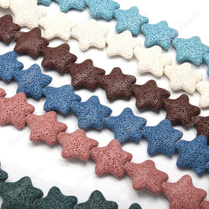 Wholesale Good Quality Many Colors Pink Blue Green Star Shape Volcanic Rock Lava Stone Beads for Jewelry Making 23mm