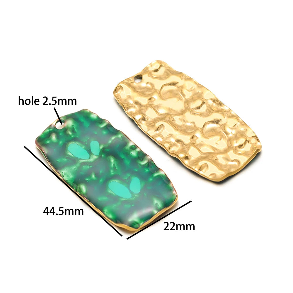 Fashion Simple Geometric 18k Gold Plated Stainless Steel Enamel Round square Oval Charm Pendant for DIY Necklace Jewelry Making