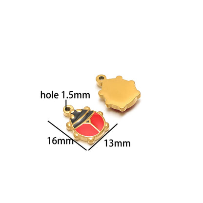 New Trend Stainless Steel Gold Plated Enamel Shell Heart Flower Bowknot Charm Pendant for Jewelry Making Wholesale