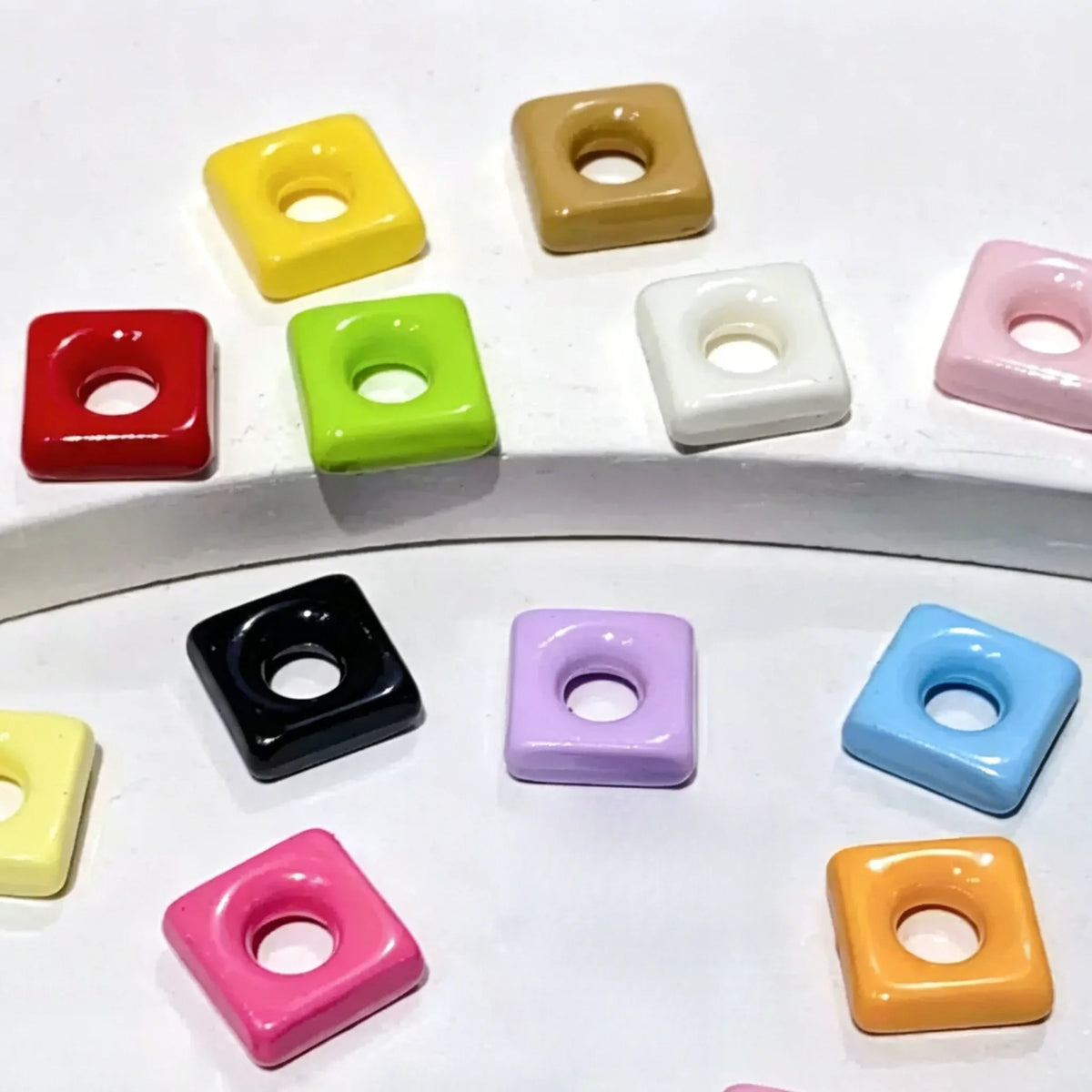 10x10MM Solid Color Square Acrylic Spacer Beads for Beadable Pen Bulk Jewelry Craft Beads