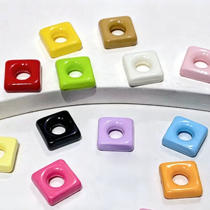 10x10MM Solid Color Square Acrylic Spacer Beads for Beadable Pen Bulk Jewelry Craft Beads