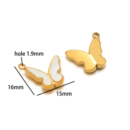 Enamel Heart Pendants 18k Gold Plated Stainless Steel Round Butterfly Charm Pendant for DIY Necklace Jewelry Making