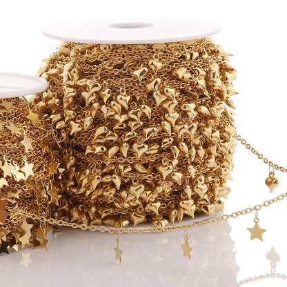 E224 Fashion Gold Plated Chain Waterproof Stainless Steel Star Charm Chains for Jewelry Custom Diy