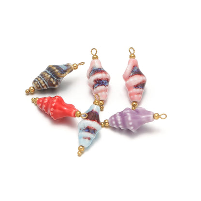 2mm Hole Ceramic Sea Snail Spacer Beads Glazed Porcelain Shell Beads for Jewelry Making DIY Bracelet Accessories Wholesale