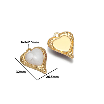 Retro Elegant Stainless Steel18k Gold Plated Inlaid Heart Crystal Stone Charms Pendant for DIY Jewelry Necklace Earring Making
