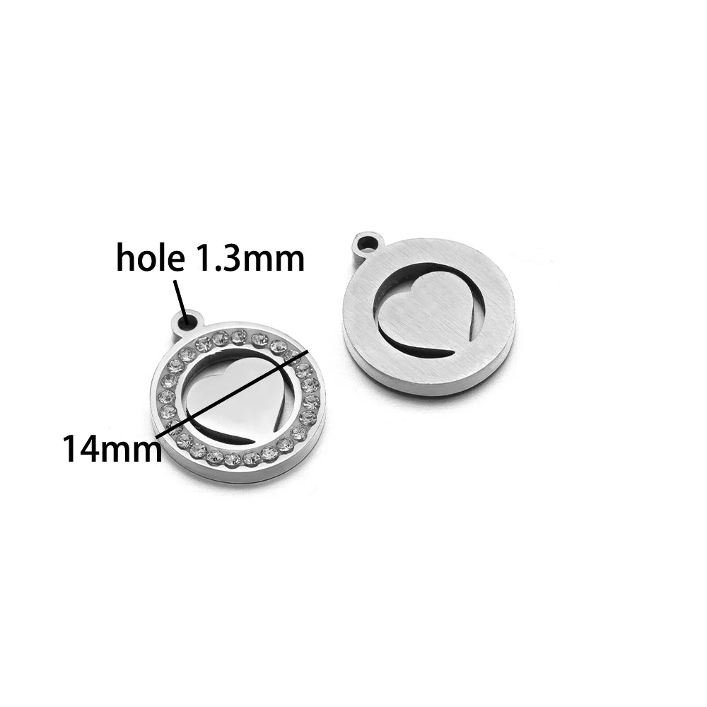 Handmade DIY Pendant 18k Gold Plated Stainless Steel Heart Star Zircon Charm Pendant for Women Jewelry Making Accessories