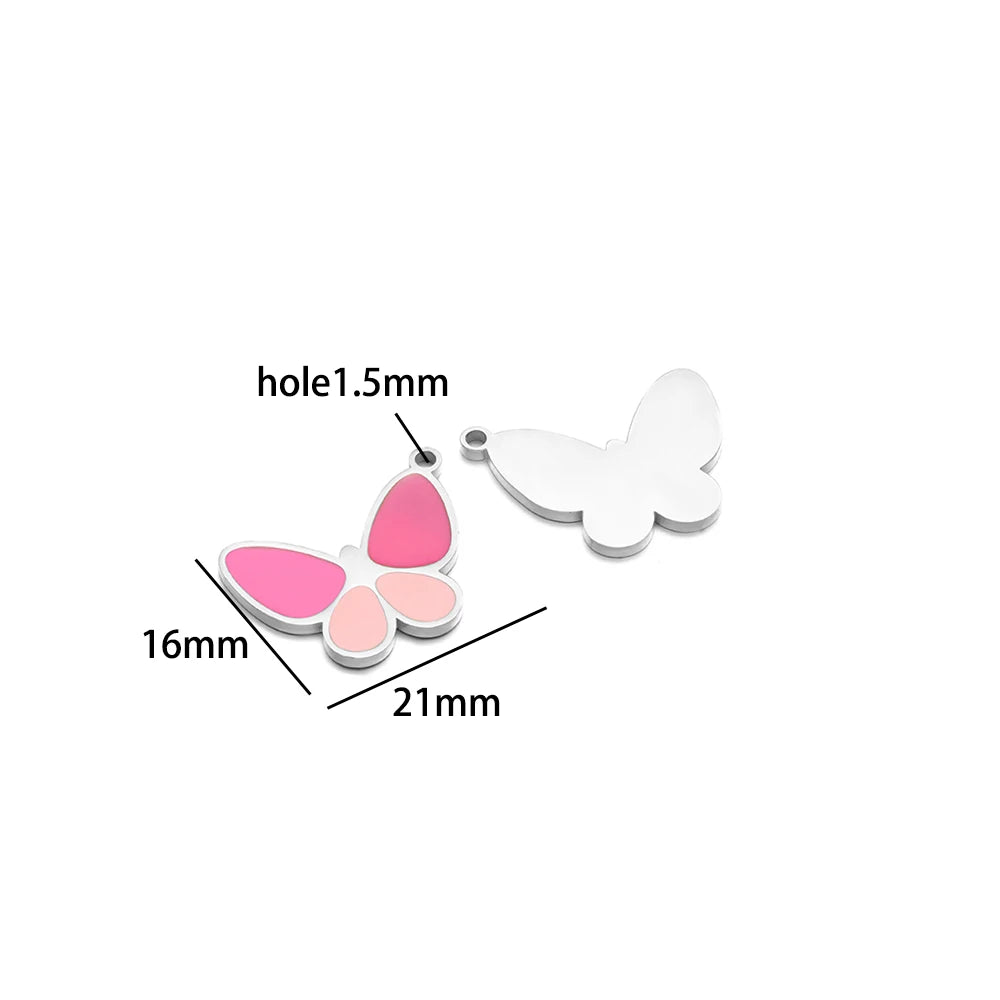 Gold Plated Stainless Steel Enamel Star Gift Bag butterfly Heart Charm Pendant for Jewelry Necklace Making Accessories