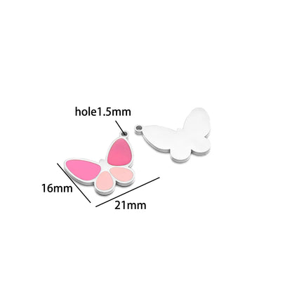 Gold Plated Stainless Steel Enamel Star Gift Bag butterfly Heart Charm Pendant for Jewelry Necklace Making Accessories