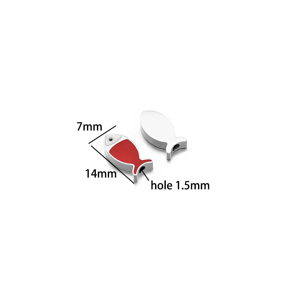 New Trend Stainless Steel Gold Plated Dripping Oil Eyes Enamel Small Fish Charm Pendant for Jewelry Making Wholesale