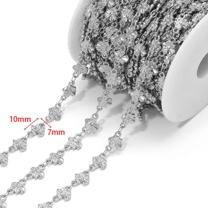 D866 New Gold Plated Stainless Steel Chain Flower Clover Leaf Shape Waterproof Chain for Necklace Bracelet Diy