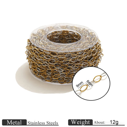 D1060 Two Tones Gold Silver Mixed Stainless Steel Chain Heart Oval Rope Paper Clip Chains PVD 18K Gold Plated for Jewelry DIY