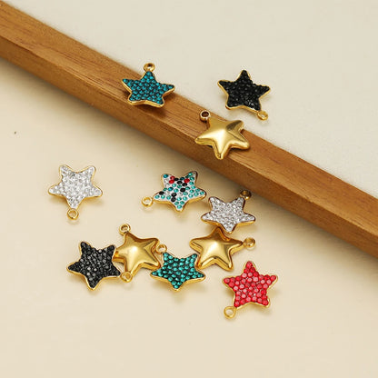 Trendy Handmade Stainless Steel 18K Gold Plated  Fashion Colorful Zircon Star Charm Pendant for Jewelry Necklace Making