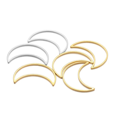 Half Moon Charm Stainless Steel Gold  Plated Charm Moon-Shape Charm Pendant for DIY Jewelry Necklace Making
