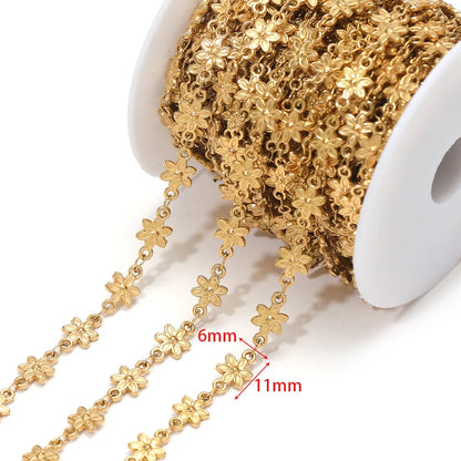 D866 New Gold Plated Stainless Steel Chain Flower Clover Leaf Shape Waterproof Chain for Necklace Bracelet Diy