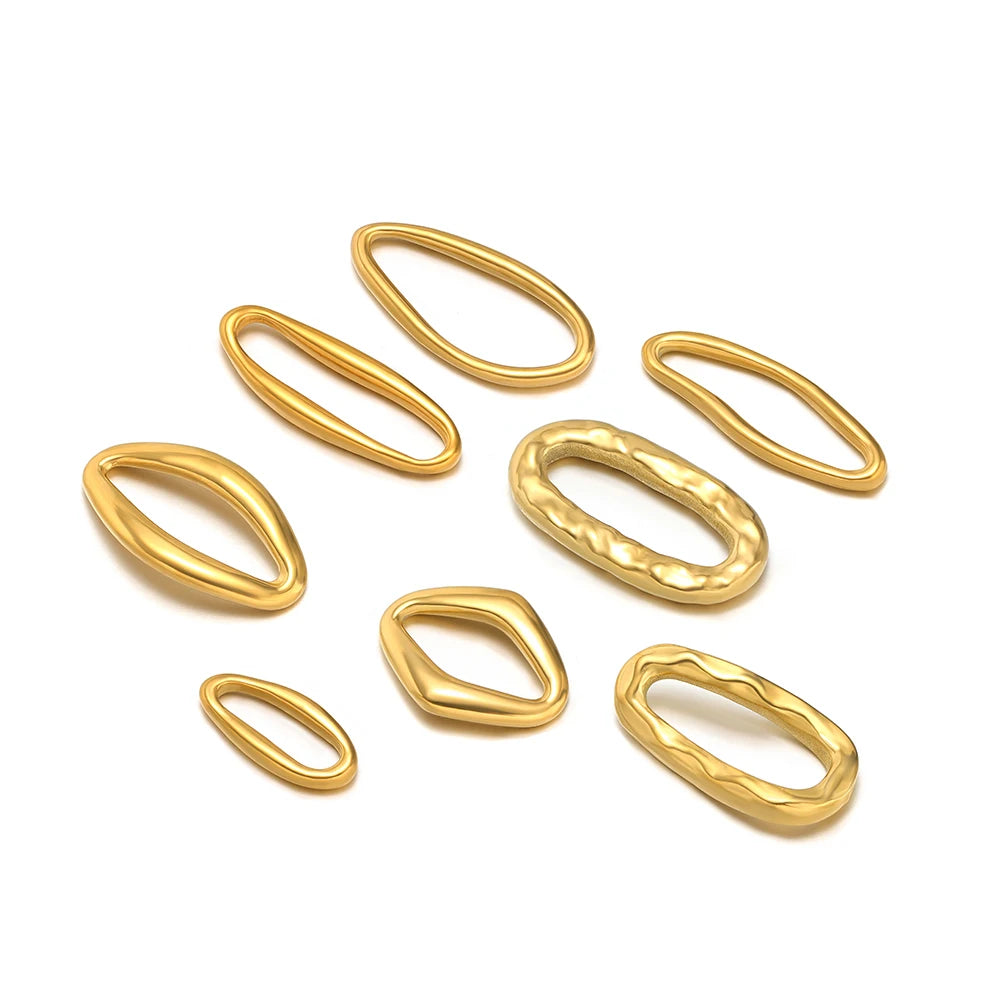 18K Gold Plated 304 Stainless Steel O-Shape Lip-shape Irregular Oval Charm Pendant for Necklace Supplies Bracelet Jewelry