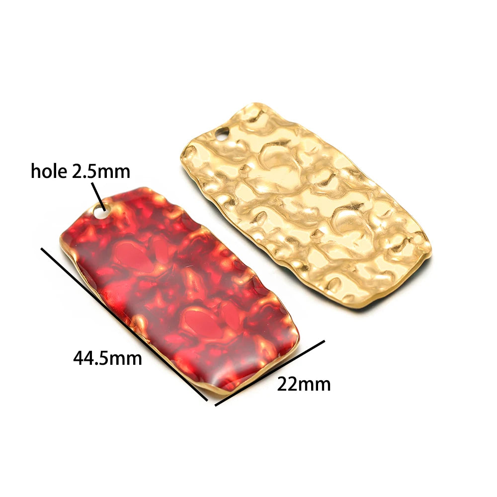 Fashion Simple Geometric 18k Gold Plated Stainless Steel Enamel Round square Oval Charm Pendant for DIY Necklace Jewelry Making