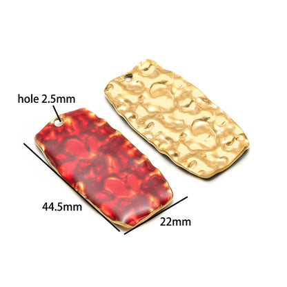 Fashion Simple Geometric 18k Gold Plated Stainless Steel Enamel Round square Oval Charm Pendant for DIY Necklace Jewelry Making