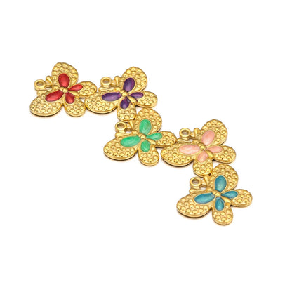 Hot Trendy 304 Stainless Steel 18k Gold Enamel Butterfly Charms Pendant for Jewelry Necklace Making Accessories
