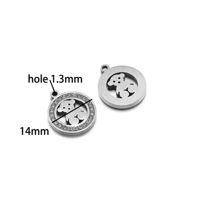 Handmade DIY Pendant 18k Gold Plated Stainless Steel Heart Star Zircon Charm Pendant for Women Jewelry Making Accessories