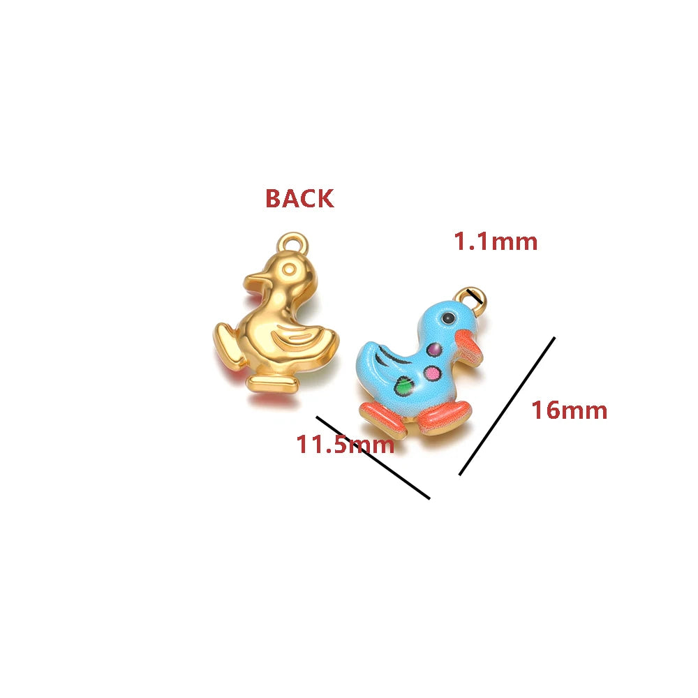 Jinrou Enamel Flower Charms 18k Gold Plated Stainless Steel Double Hole Pearl Charm Pendant DIY Jewelry Making Accessories Model