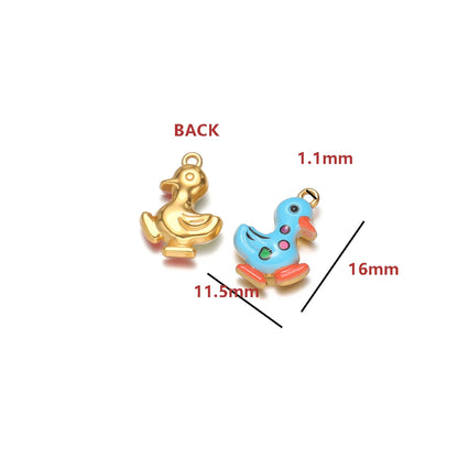 Jinrou Enamel Flower Charms 18k Gold Plated Stainless Steel Double Hole Pearl Charm Pendant DIY Jewelry Making Accessories Model