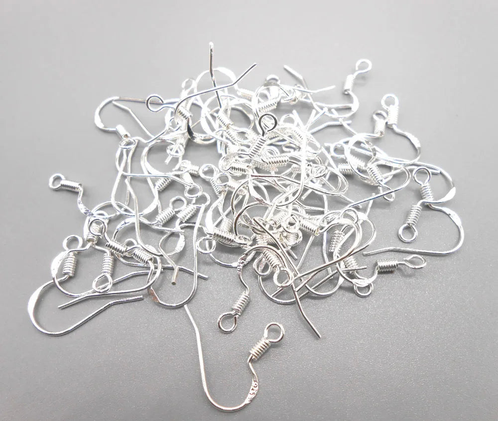 50PCS 15MM DIY Making Jewelry Findings 925 Sterling Silver colorFrench Hook Earrings Ear Wires
