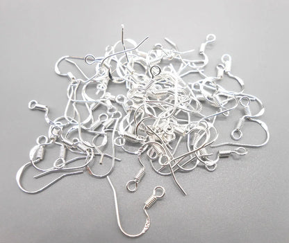 50PCS 15MM DIY Making Jewelry Findings 925 Sterling Silver colorFrench Hook Earrings Ear Wires