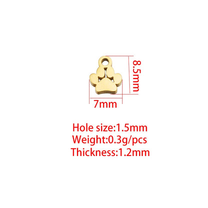 Mirror-Finish Stainless Steel Dog Pet Accessories DIY Dog Paw 18K Gold-Plated Necklace Pendant