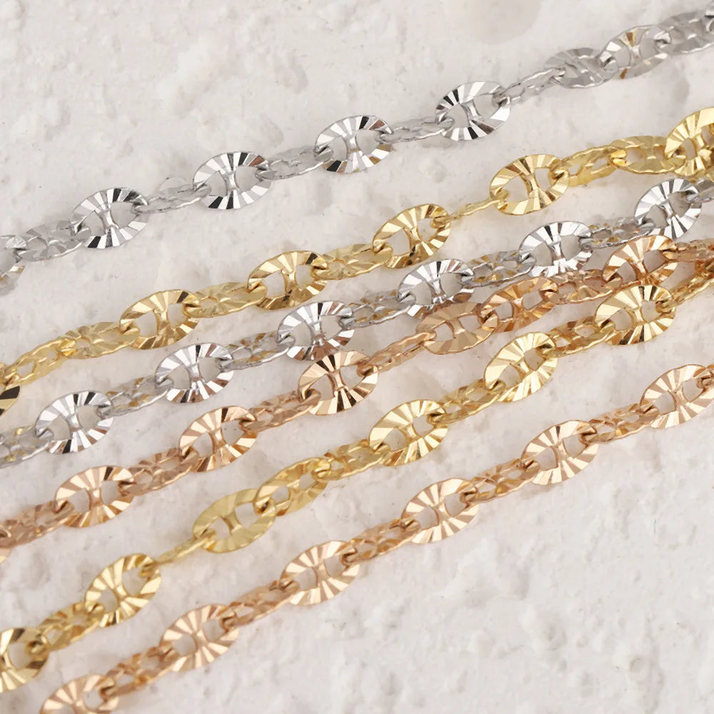 D482 Fashion Stainless Steel Chain 18k Gold Rose Gold Plated Chain Lip Necklace Bracelet Making Chain Diy