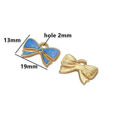 High Quality 18k Gold Plated Stainless Steel Enamel Bowknot Pendant for DIY Handmade Necklace Earrings Jewelry Making