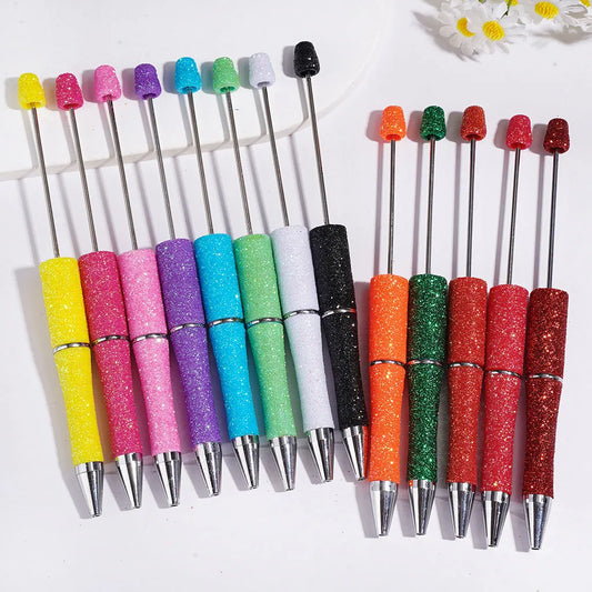 Bulk Fancy Glitter Covered Beadable Pens Ballpoint DIY Beaded Pen Base for  Assembly Office School Craft Writing Supplies