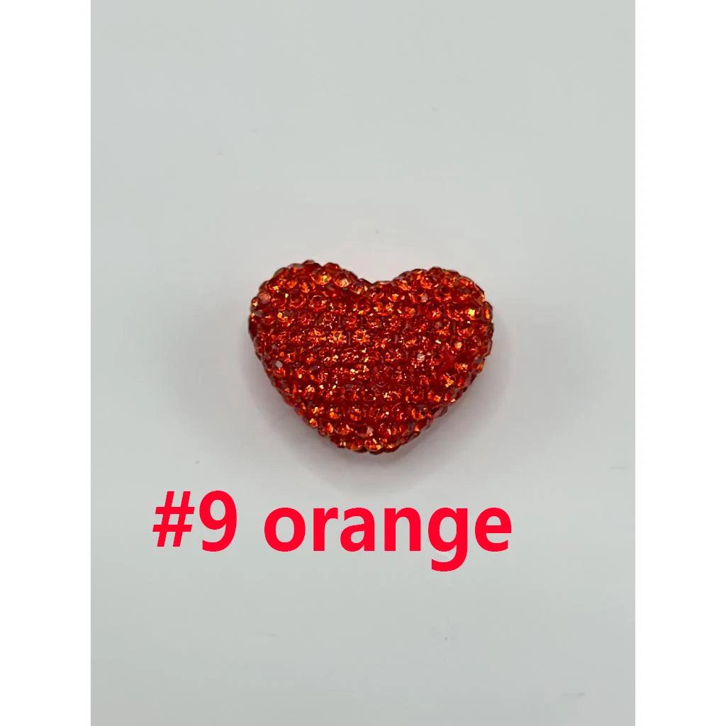 Solid Heart Clay Focal Beads Inlaid Shiny Rhinestones Decorative Loose Beads DIY for Pen Bracelet Craft Zhejiang Wholesale