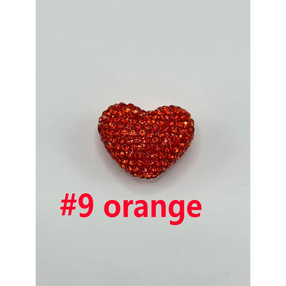 Solid Heart Clay Focal Beads Inlaid Shiny Rhinestones Decorative Loose Beads DIY for Pen Bracelet Craft Zhejiang Wholesale