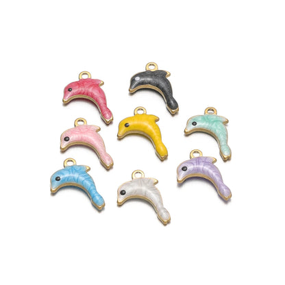 New Arrival 18k Gold Plated Stainless Steel Cartoon Dolphin Shaped Charm Pendant for Necklace Jewelry Making
