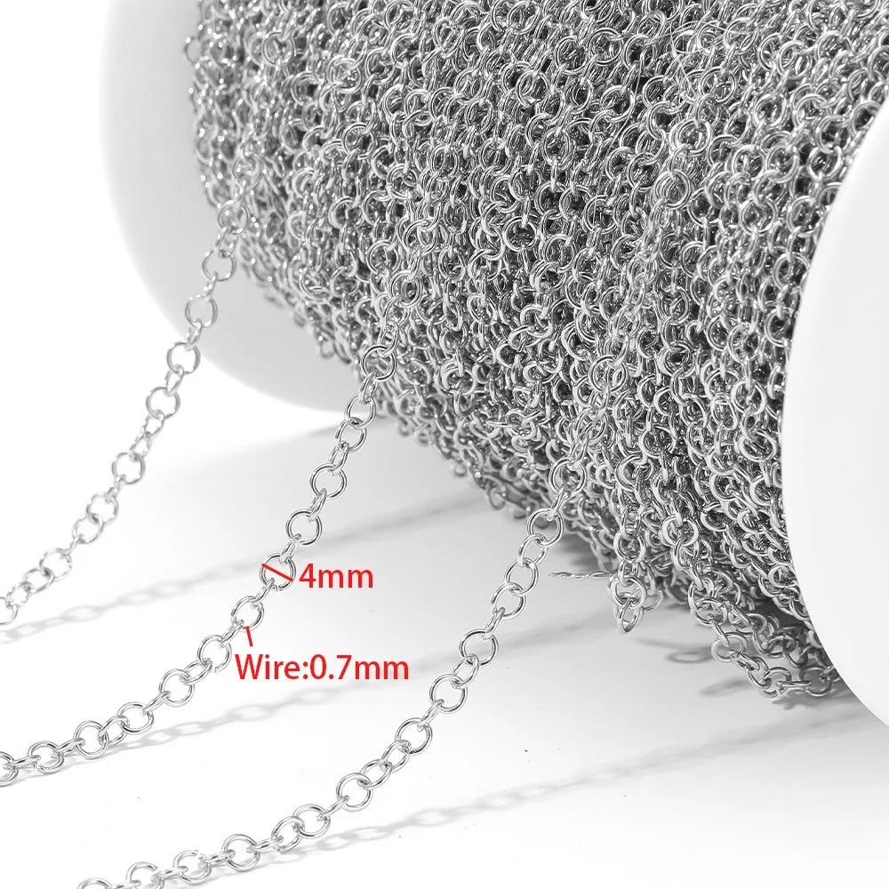 E612  Fashion Stainless Steel Roller Chain Cross Chain Extended O Chain for Jewelry Making