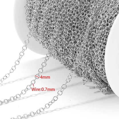 E612  Fashion Stainless Steel Roller Chain Cross Chain Extended O Chain for Jewelry Making