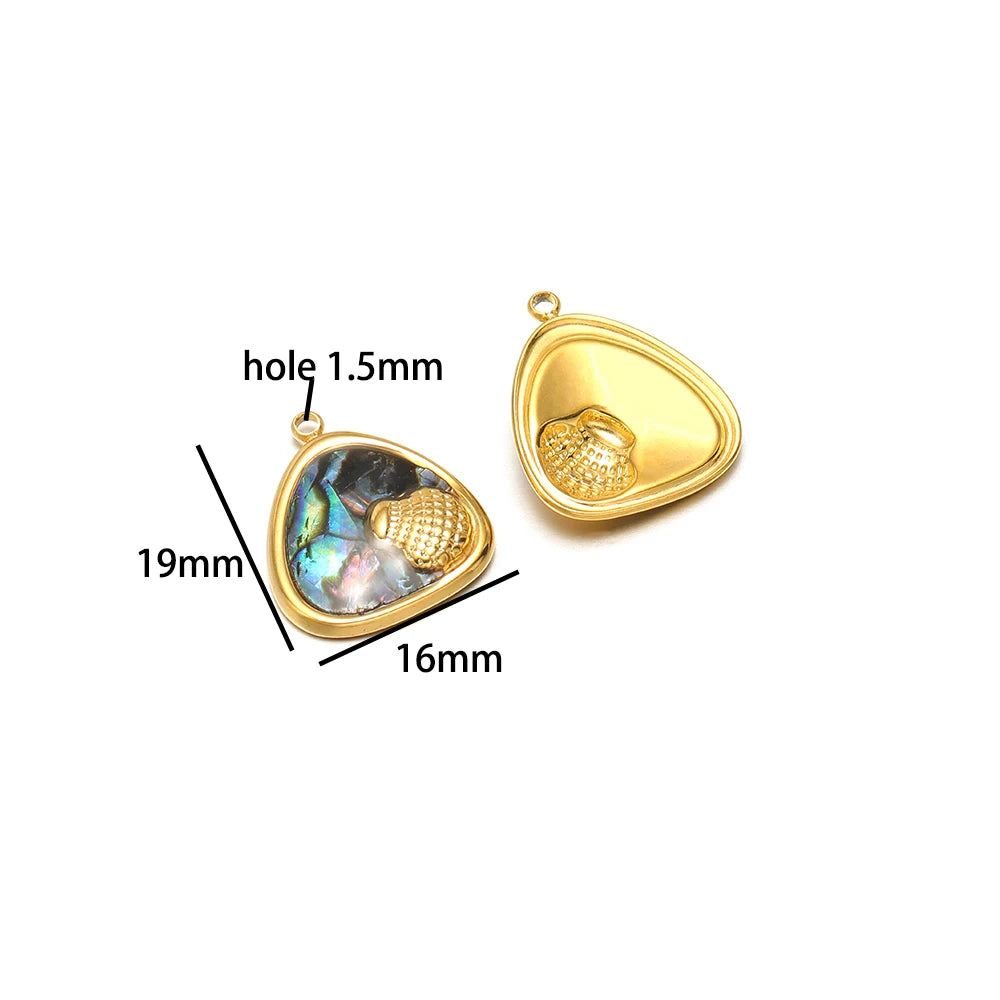 Stainless Steel 18k Gold Plated Enamel Heart Starfish butterfly Shell Zircon Charm Pendant for Jewelry Necklace Making