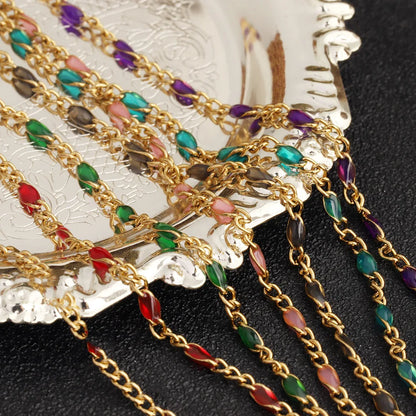 D1014 Fashion Colorful Candy Enamel Chain Waterproof Stainless Steel Necklace Bracelet Jewelry Making Chain Findings